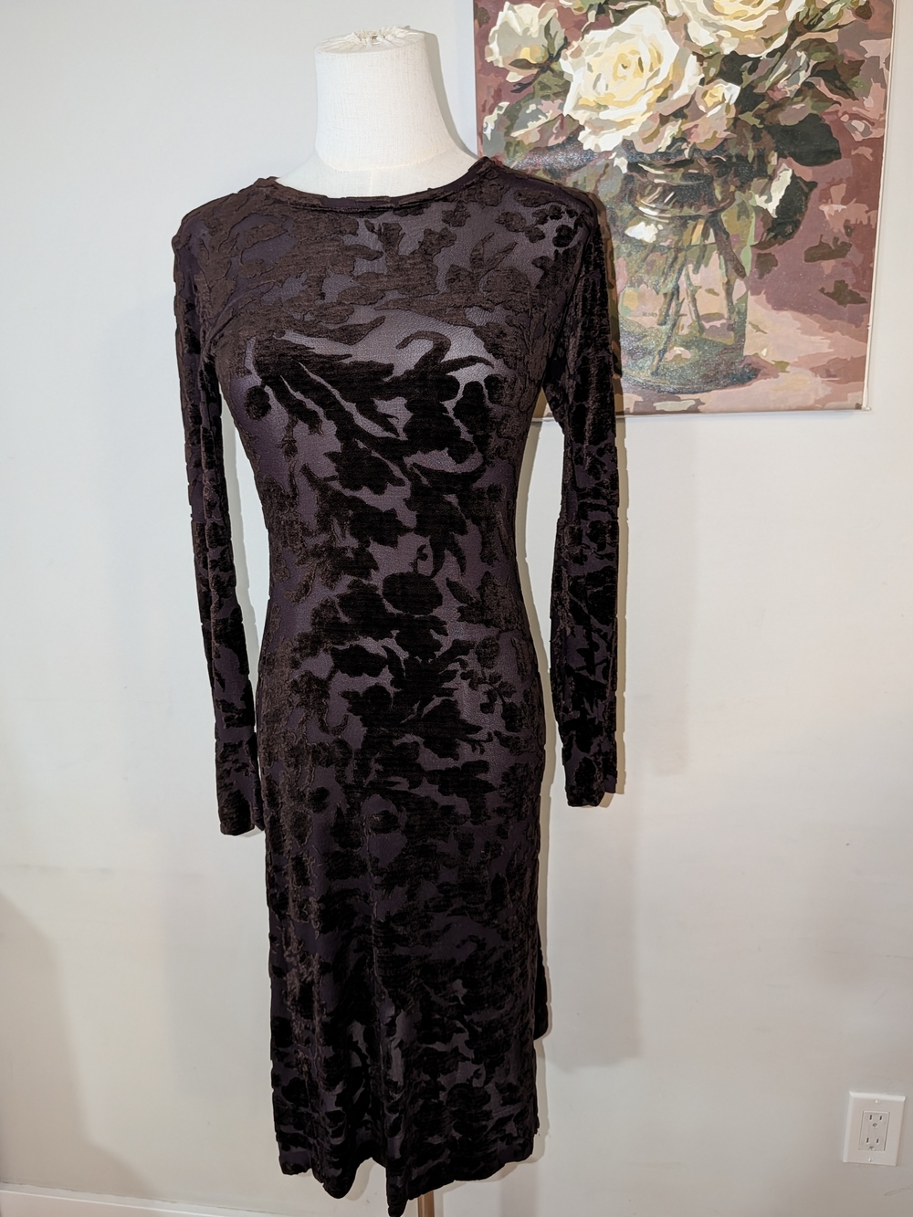 Rare Vintage (90s/Y2K) Velvet Burnout Midi Dress